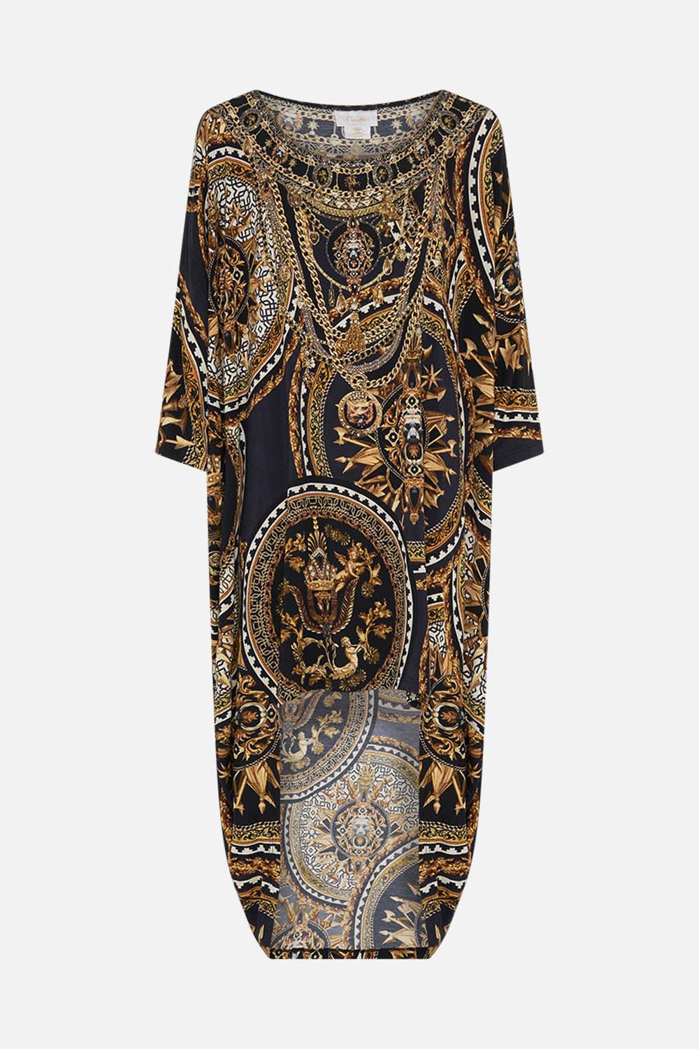 SCOOP BACK HEM LOUNGE DRESS DUOMO KALEIDO