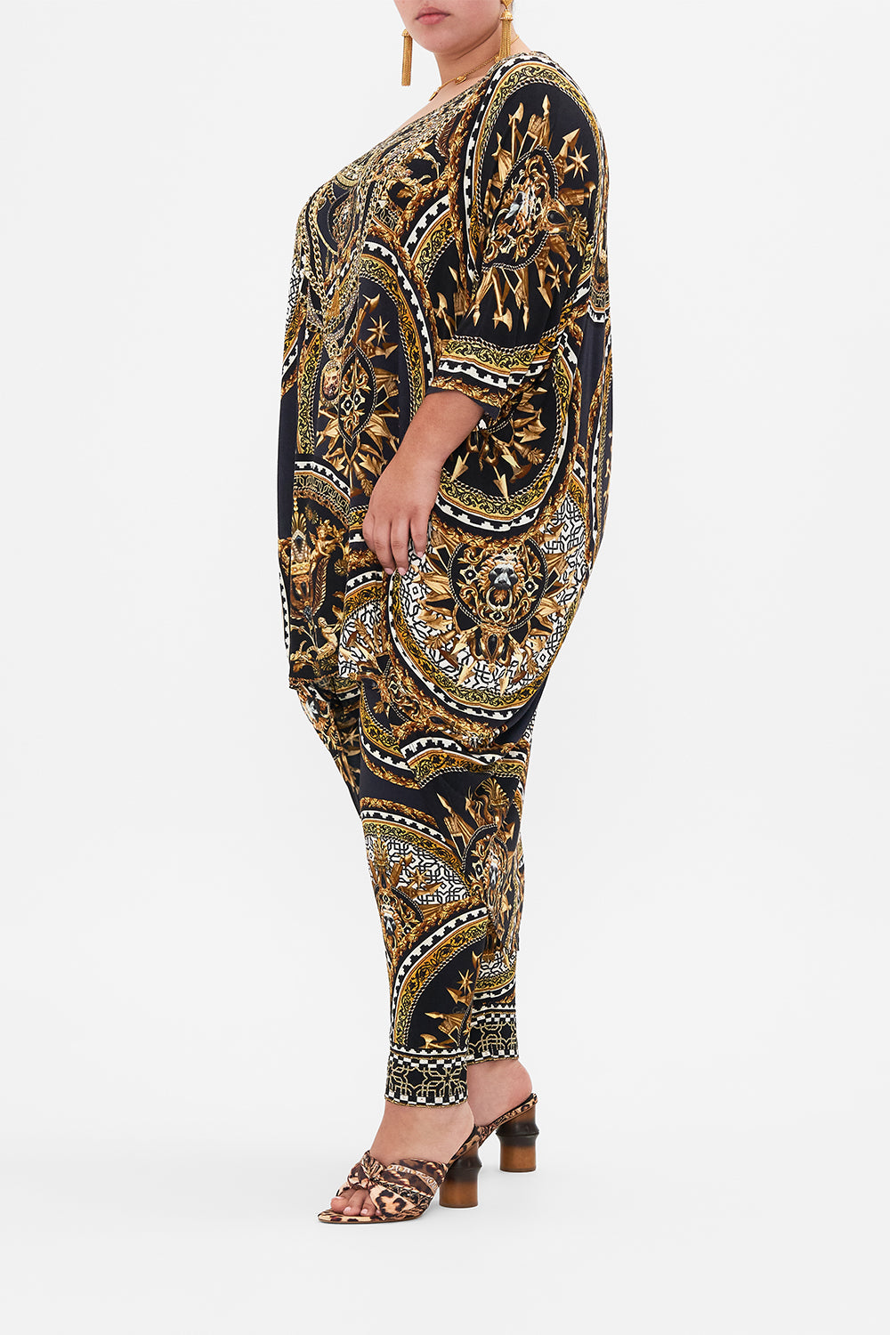 SCOOP BACK HEM LOUNGE DRESS DUOMO KALEIDO