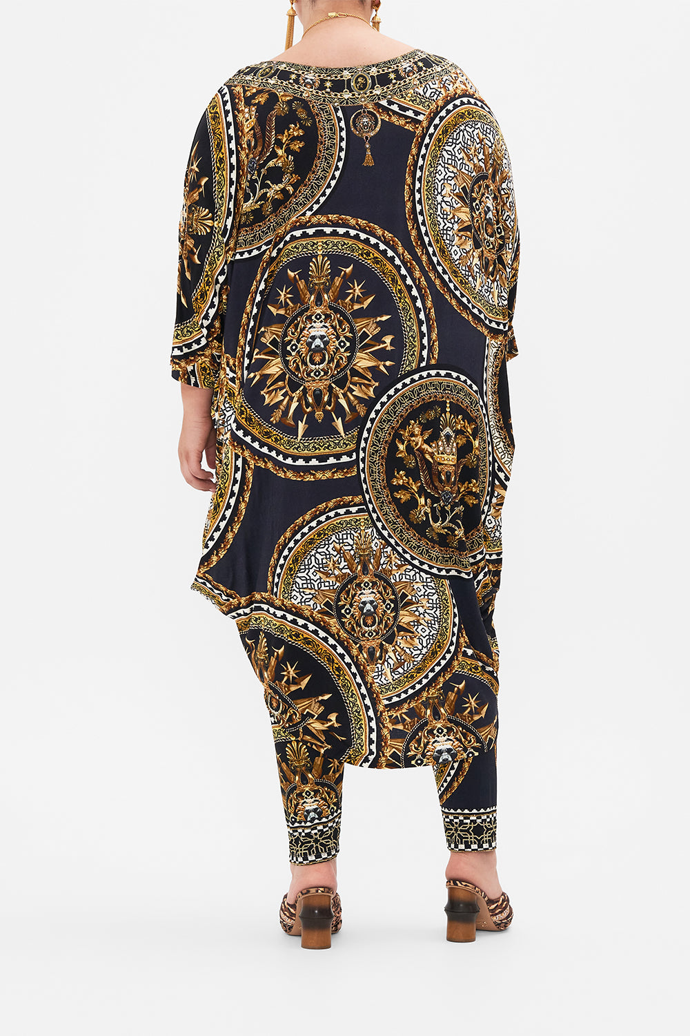 SCOOP BACK HEM LOUNGE DRESS DUOMO KALEIDO