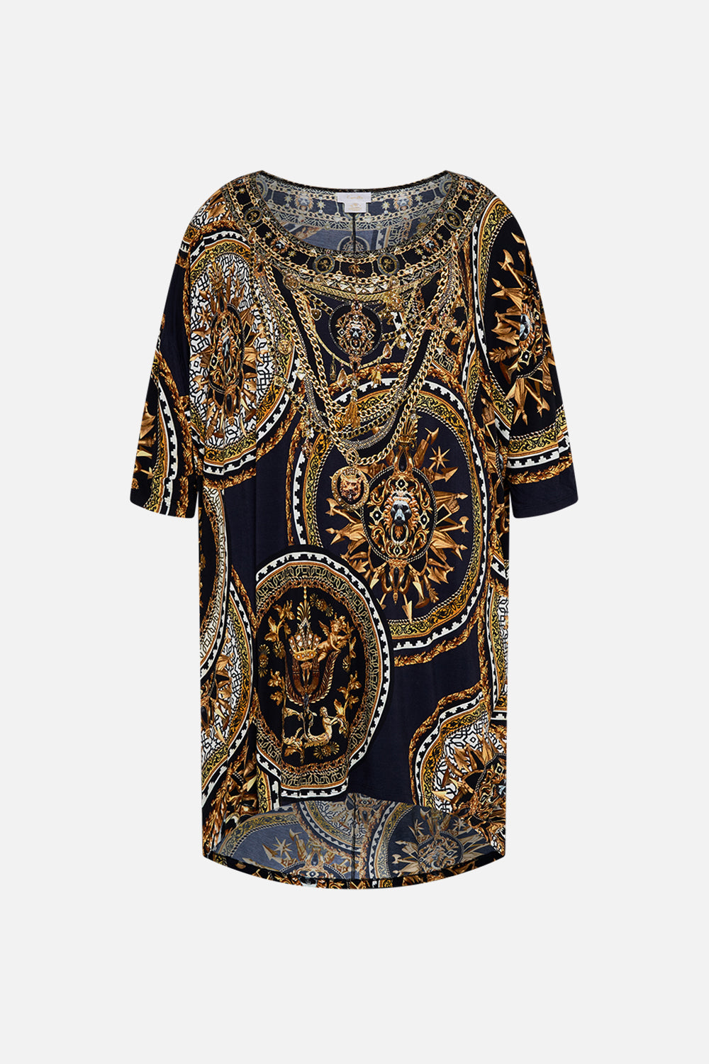 SCOOP BACK HEM LOUNGE DRESS DUOMO KALEIDO