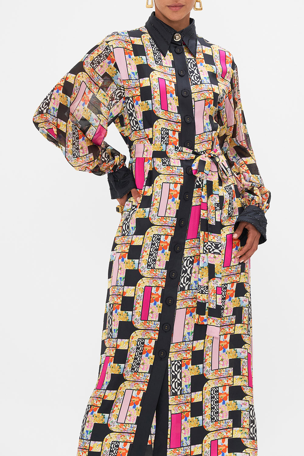 BUTTON DOWN BLOUSON SLEEVE DRESS SIGNORA MILANO