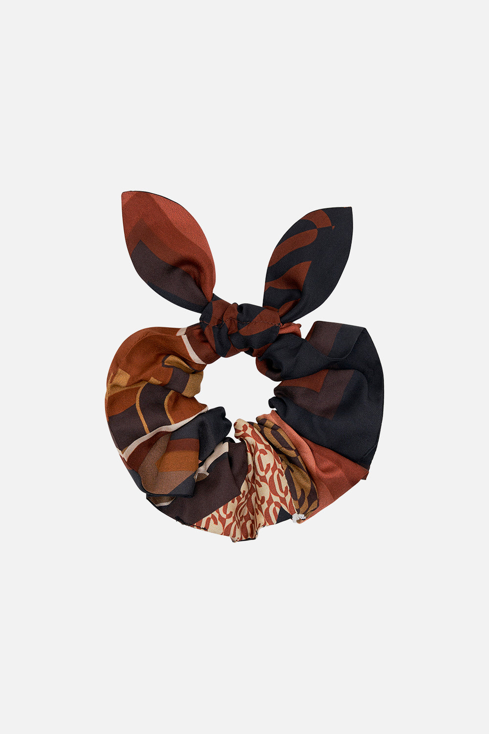 Product view of CAMILLA silk scrunchie in Feeling Fressco print