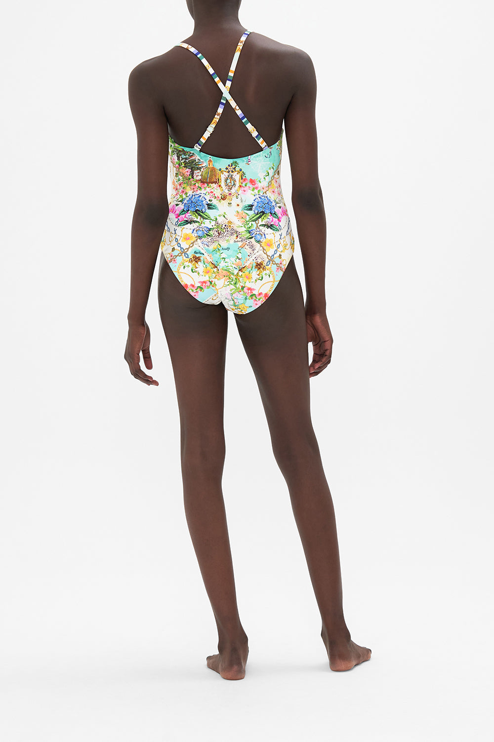 SCOOP NECK ONE PIECE WITH BUTTONS AMALFI LULLABY