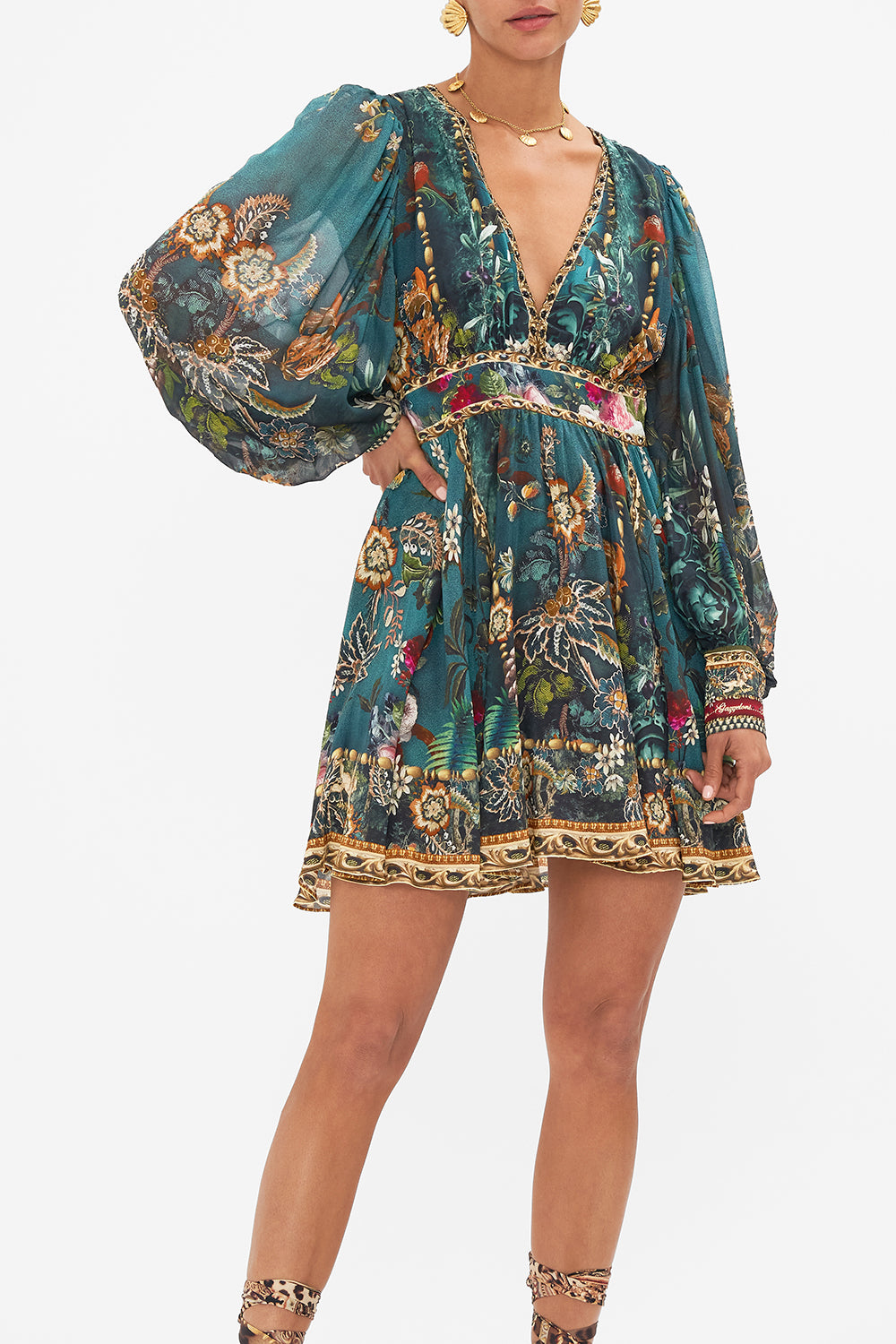 SHORT DRESS WITH BLOUSON SLEEVE VERDIS WORLD