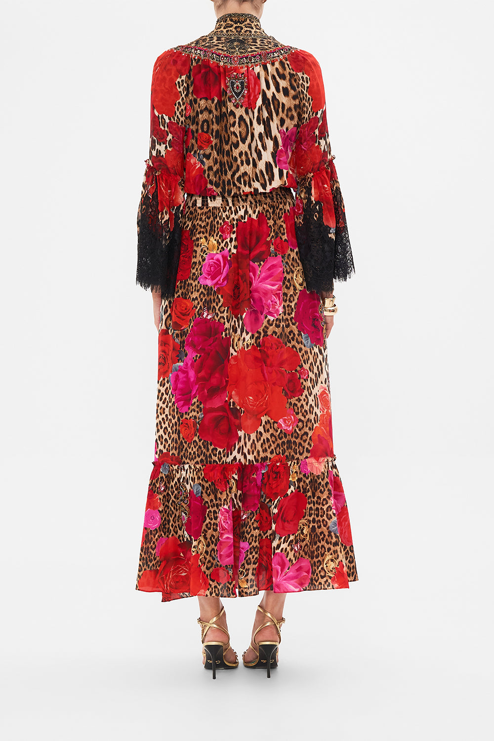 LONG DRESS WITH GATHERED BELL SLEEVE HEART LIKE A WILDFLOWER