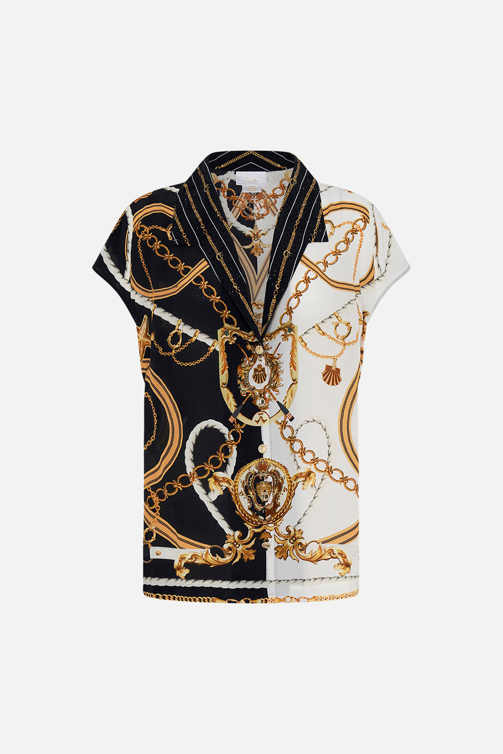 Product view of CAMILLA silk shirt in Coast To Coast print