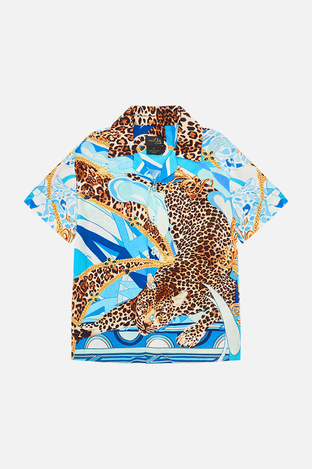 Product view of Milla By CAMILLA boys shirt in Sky Cheetah print