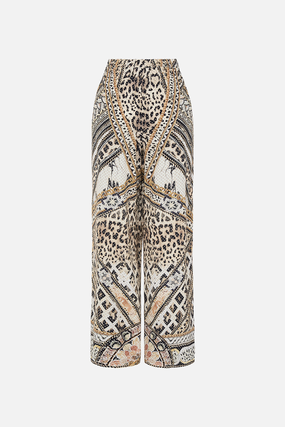 Back product view of CAMILLA silk animal print pants in Mosaic Muse