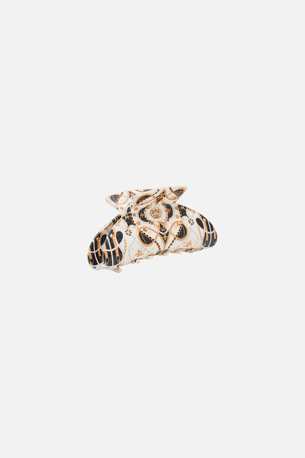 Product view of CAMILLA deisgner hair clasp in Sea Charm print