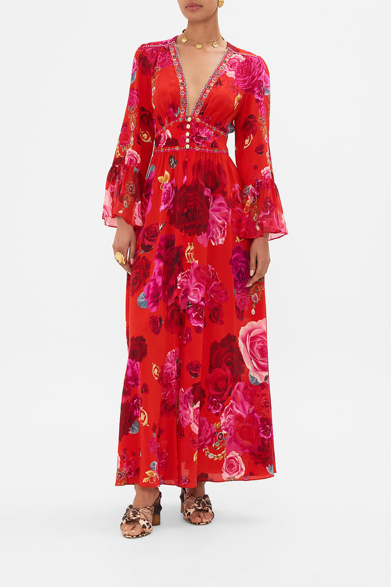 SHAPED WAISTBAND DRESS WITH RUFFLE SLEEVE ISNIK LULLABY
