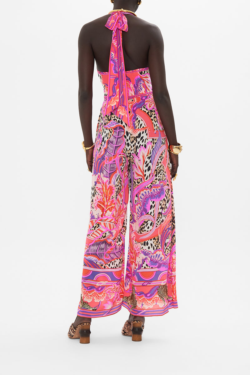 HALTERNECK JUMPSUIT WITH TIE NECK COSMIC PRAIRIE