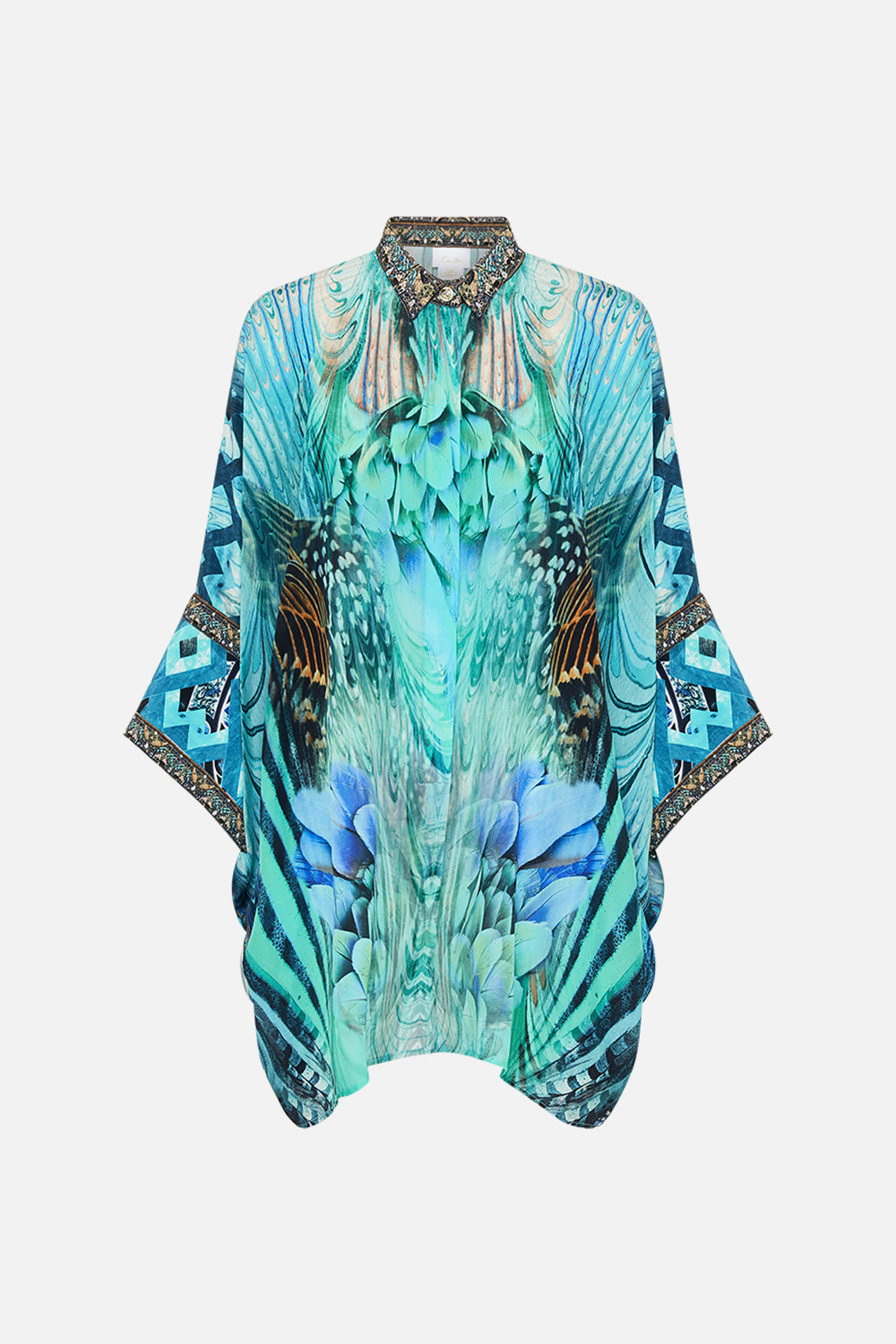 Product view of CAMILLA silk shirt in Azure Allure print