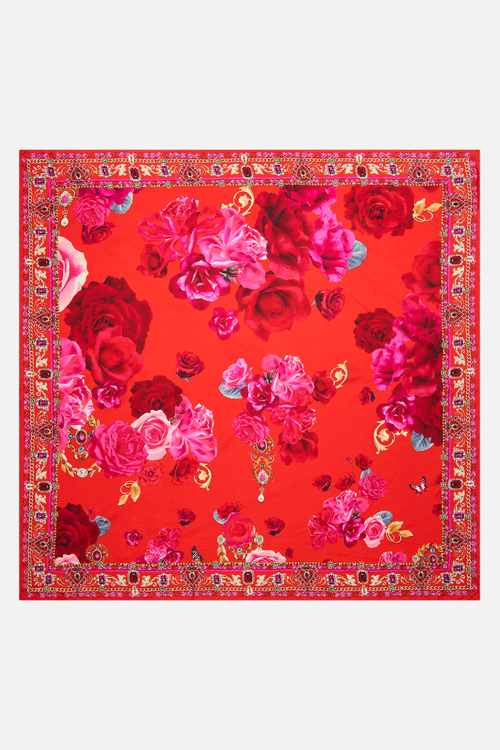 Product view of CAMILLA floral print silk scarf in Italian Rosa Print