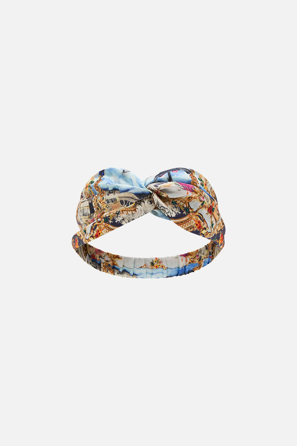 Product view of CAMILLA twist headband in Venice Vignette print