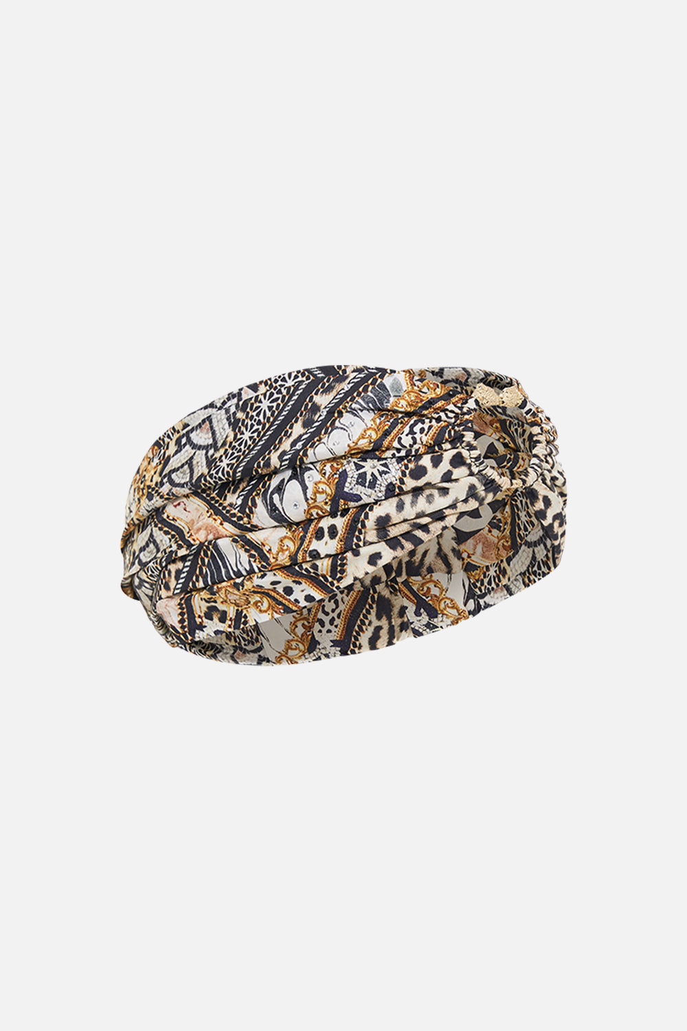 Crop view of CAMILLA animal print headband in Mosaic Muse