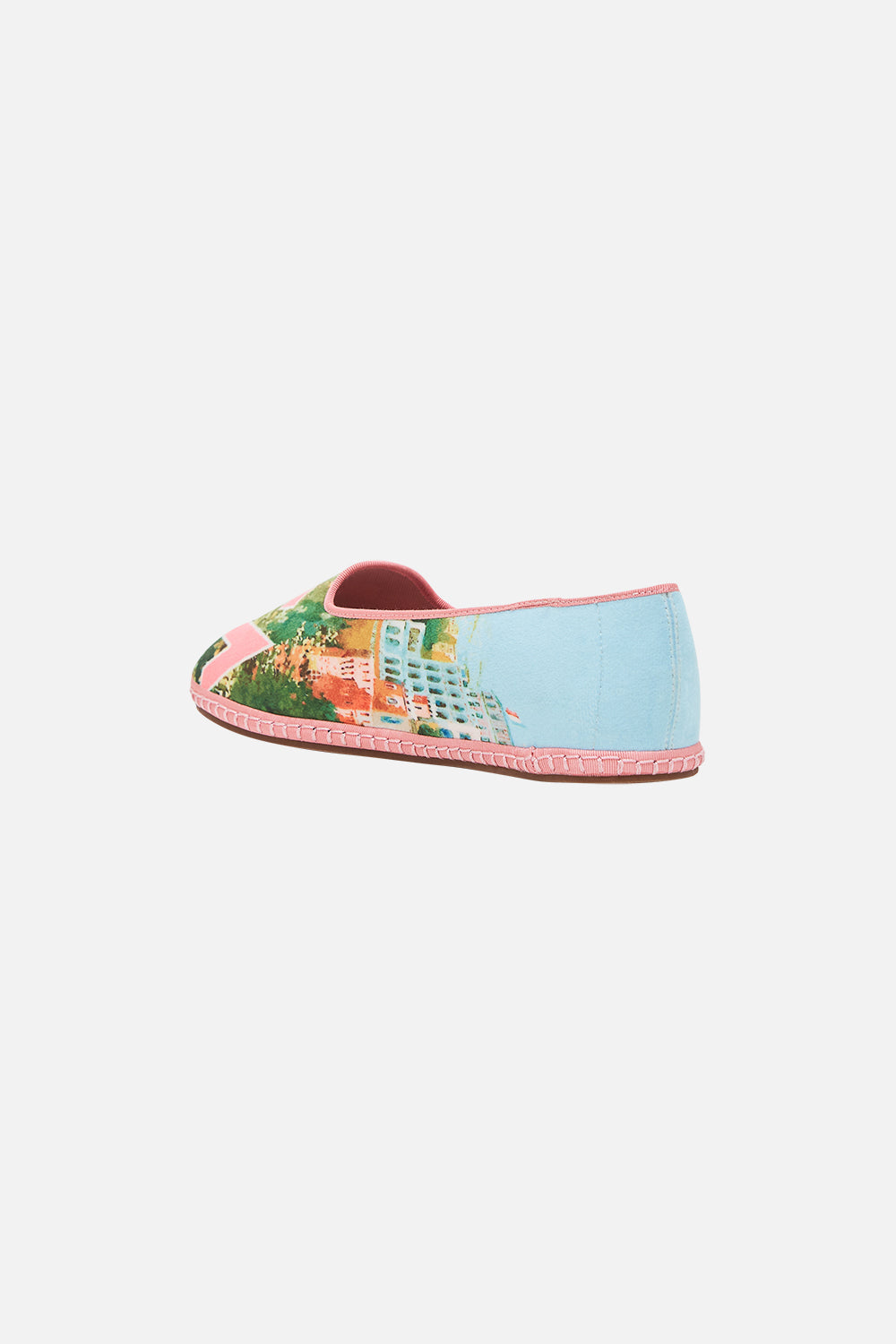 Product view of CAMILLA designer espadrille shoes in From Sorrento With Love print