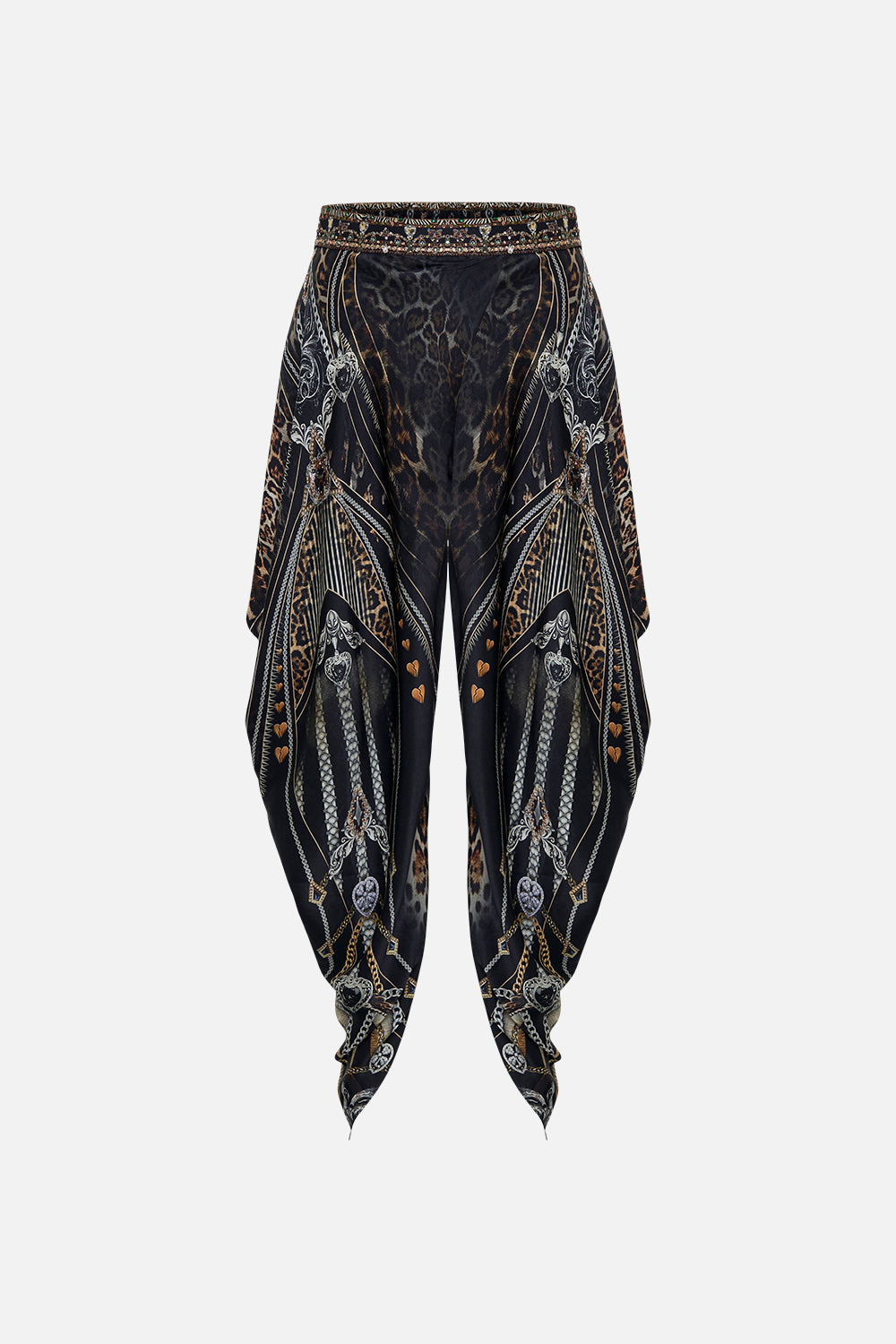 Product view of CAMILLA drapey silk pants in Chaos In The Cosmos animal print