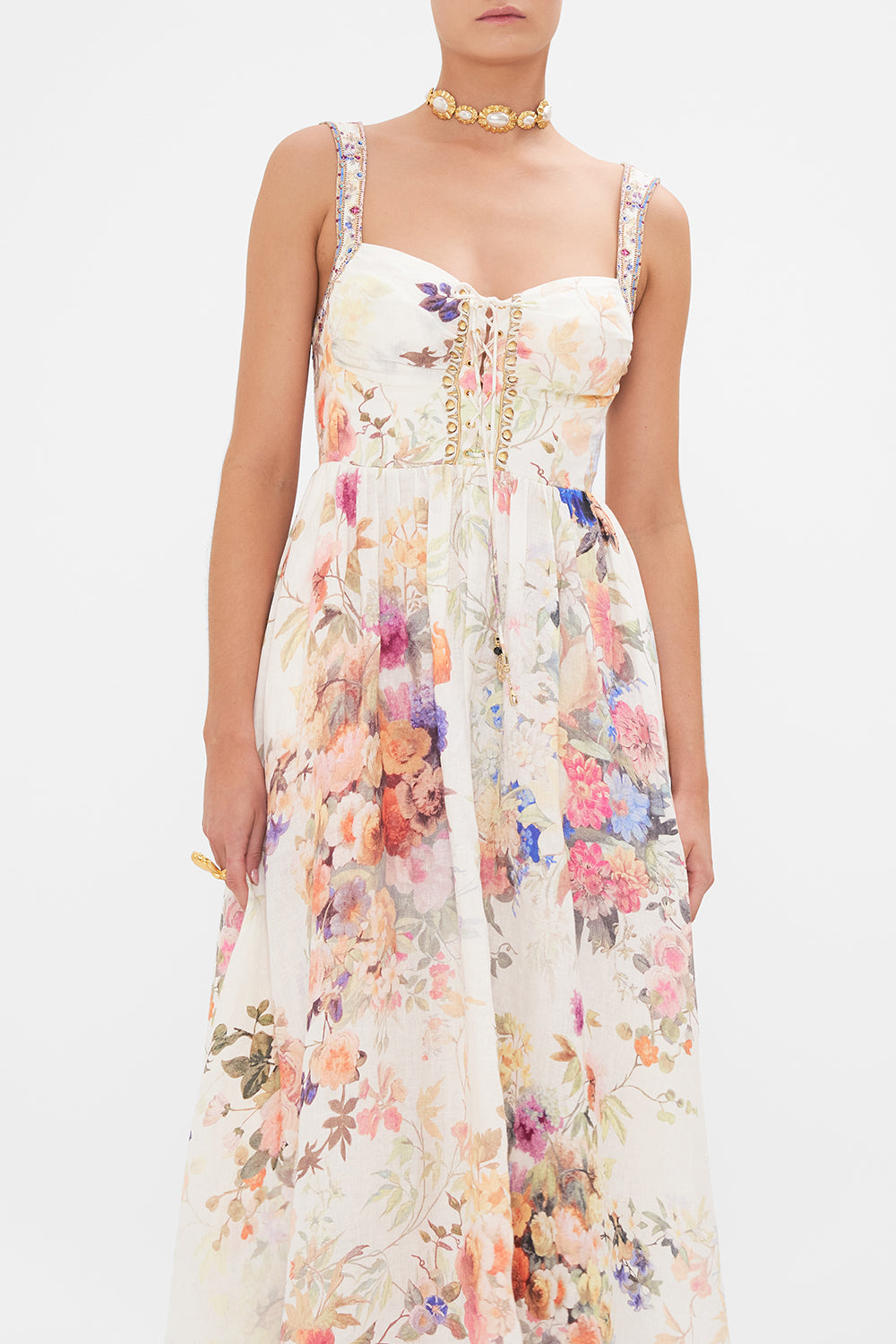 EYELET BUSTIER DRESS FRIENDS WITH FRESCOS