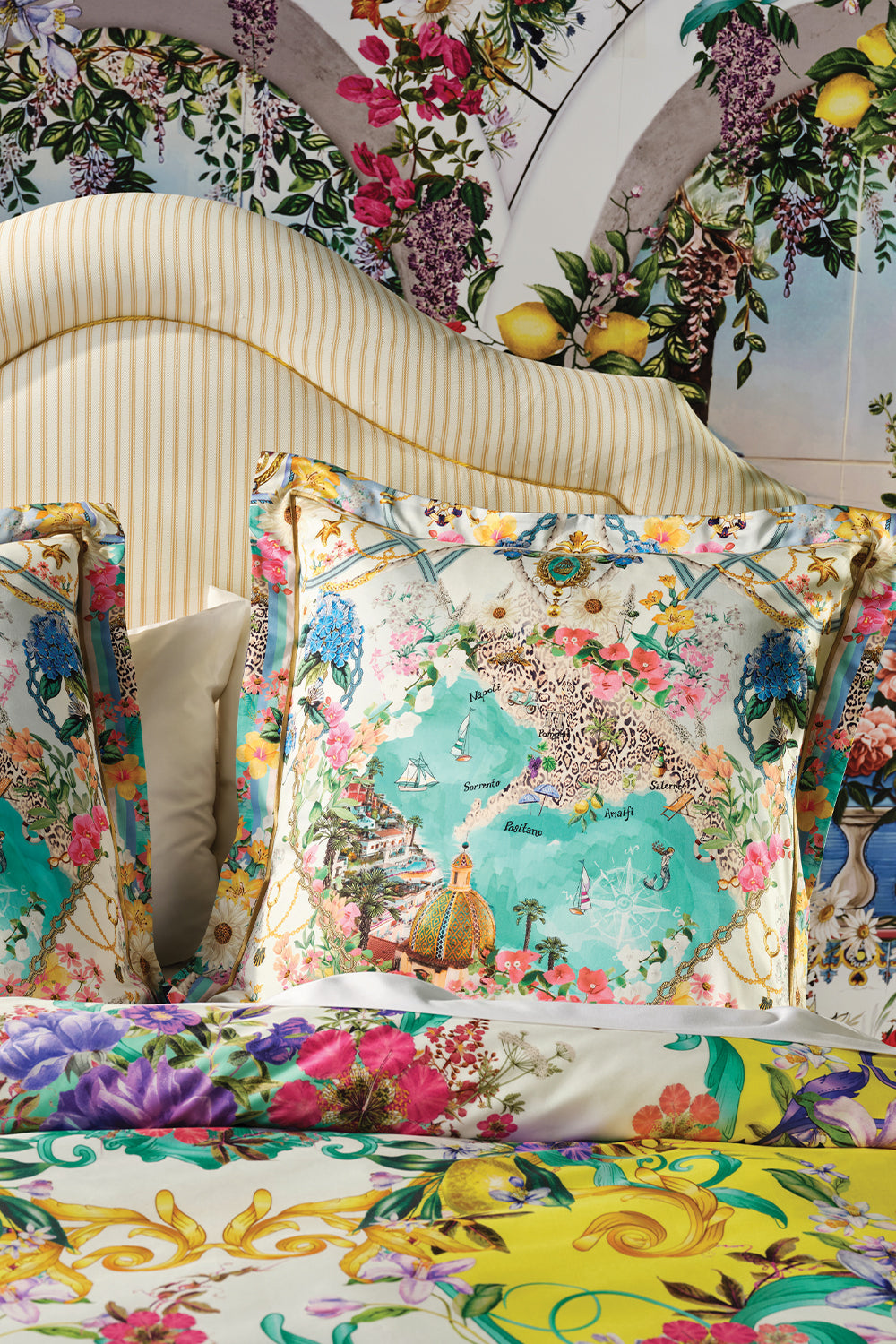 Product view of VILLA CAMILLA home European pillowcase in Caterina Spritz print