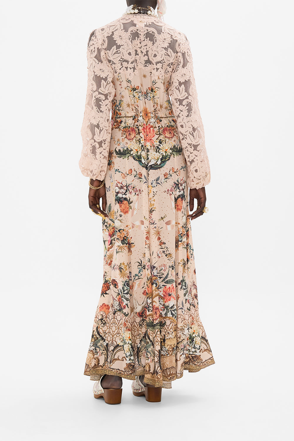 CAMILLA floral print lace dress In Rose Garden Revolution print