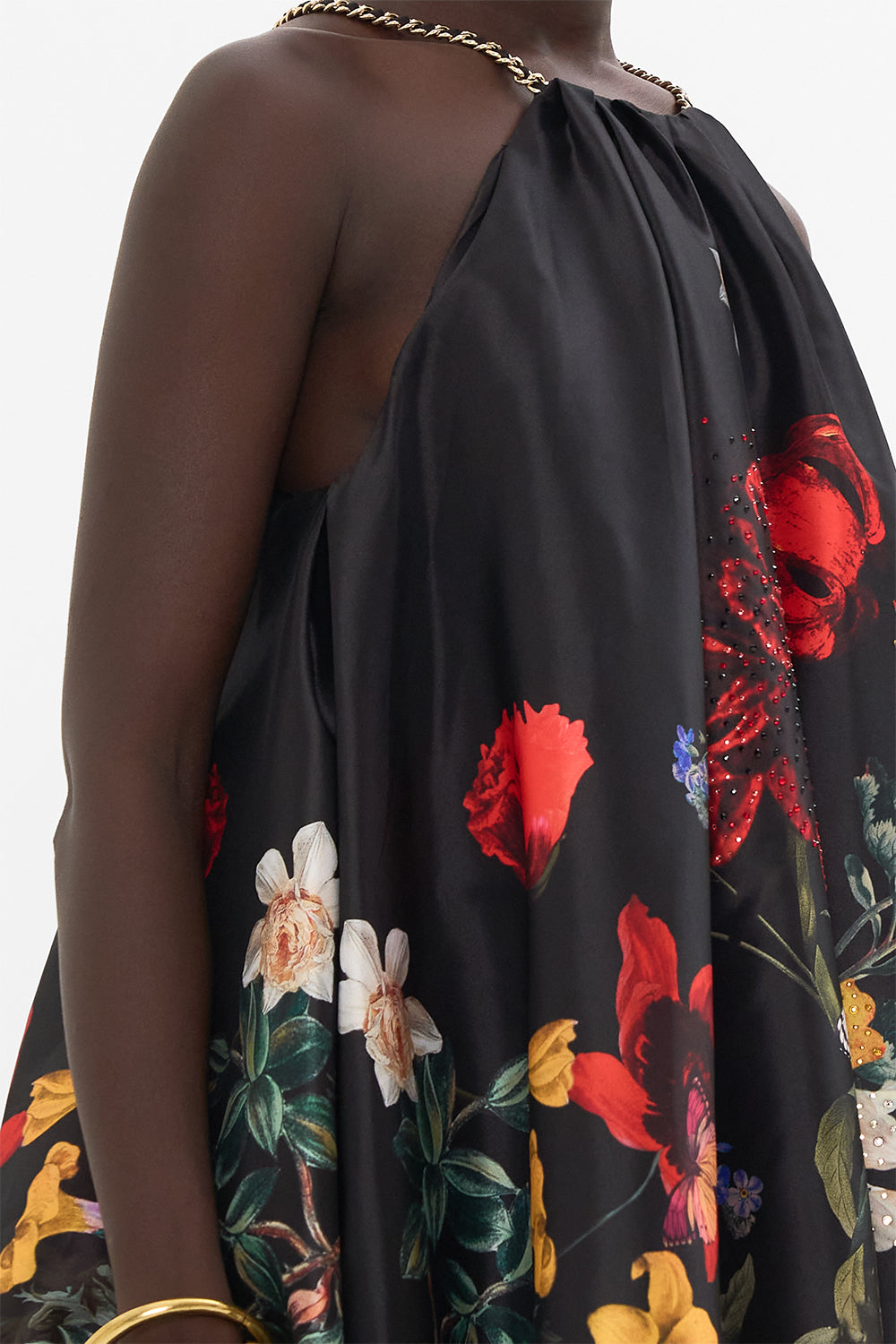 CAMILLA black floral print mini dress in A Still Life print