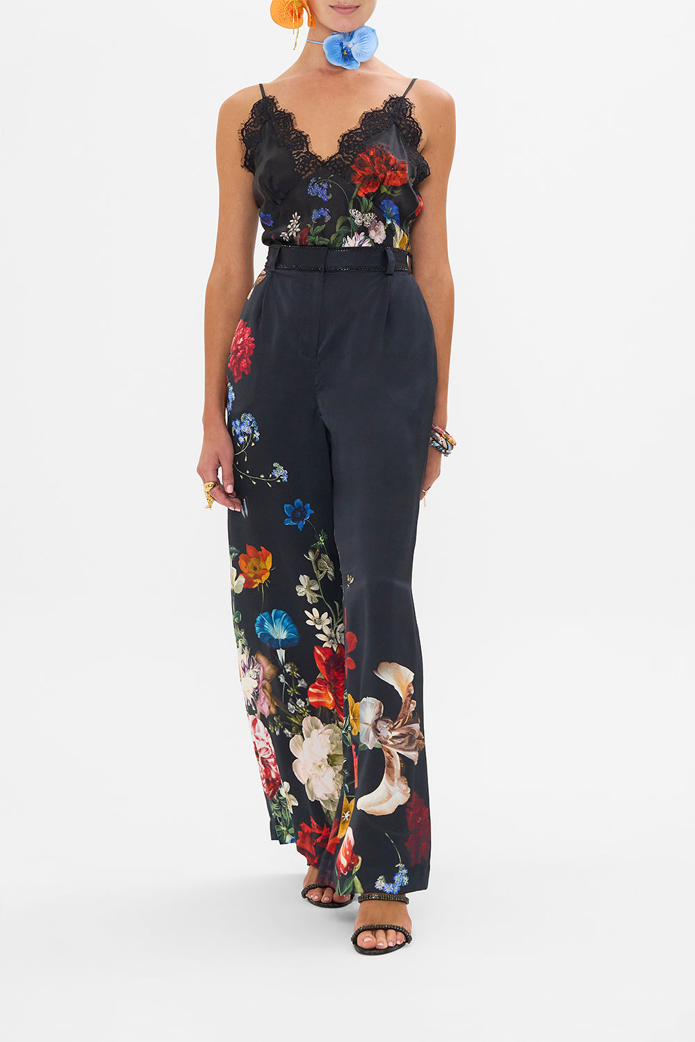 CAMILLA lace edge silk cami in A Still Life print