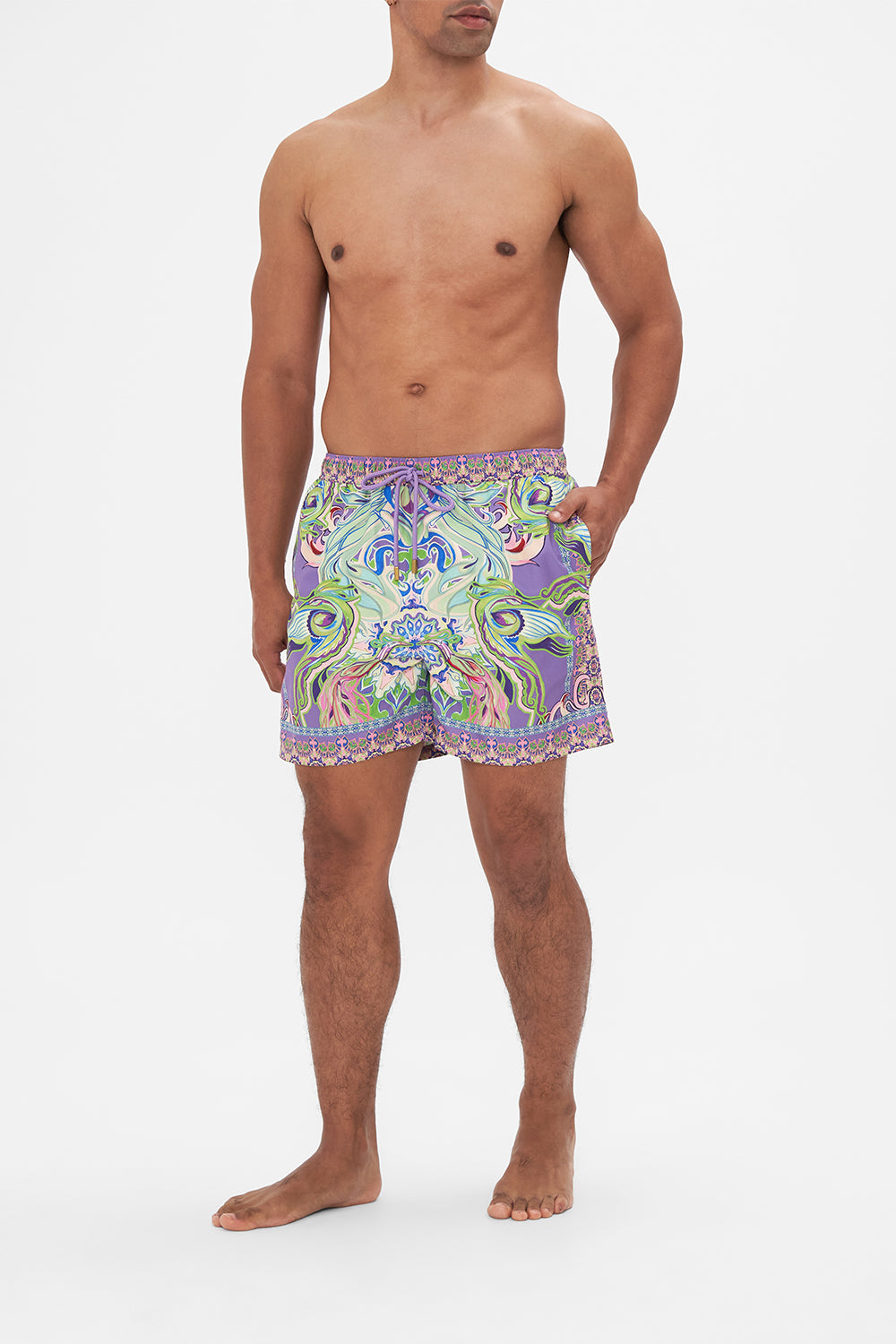 Hotel Franks By CAMILLA mens purple boardshorts in Amsterdam Jewel print