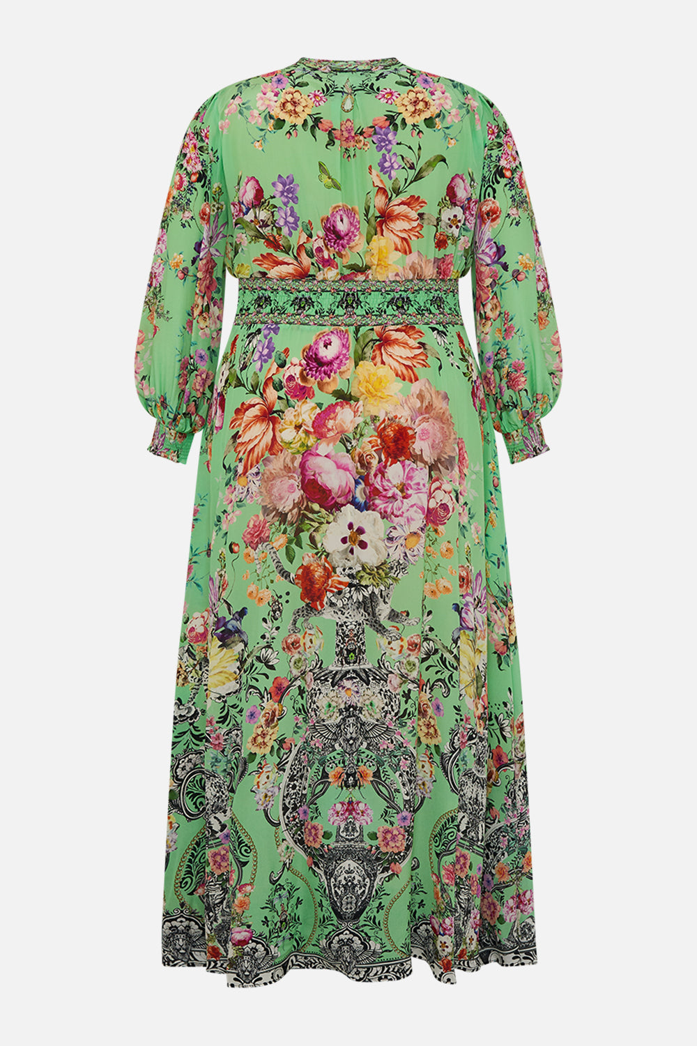 BUTTON DRESS WITH SHAPED WAISTBAND PORCELAIN DREAM