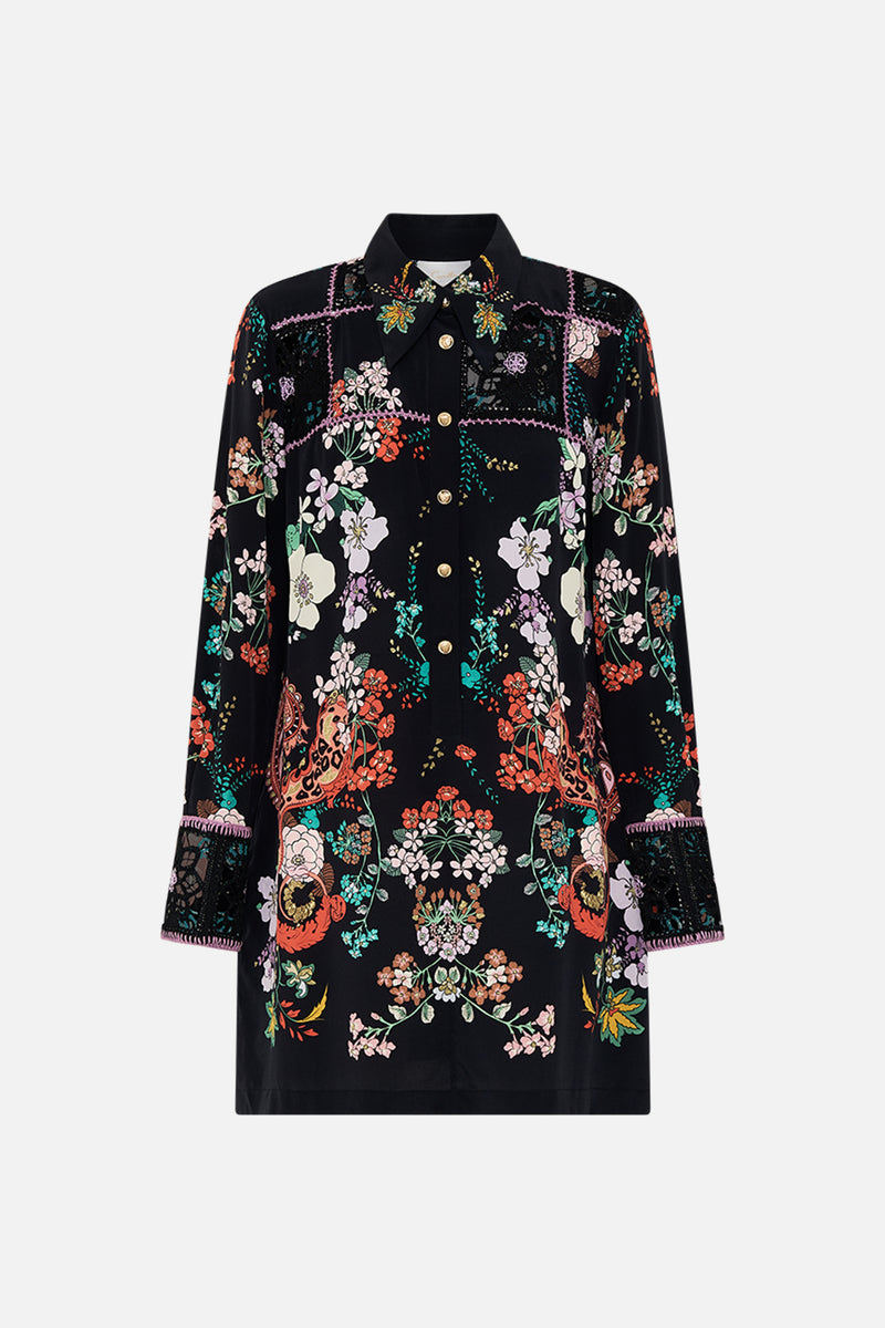 Short Waist Tie Shirt Dress Flamenco Folklore - Camilla