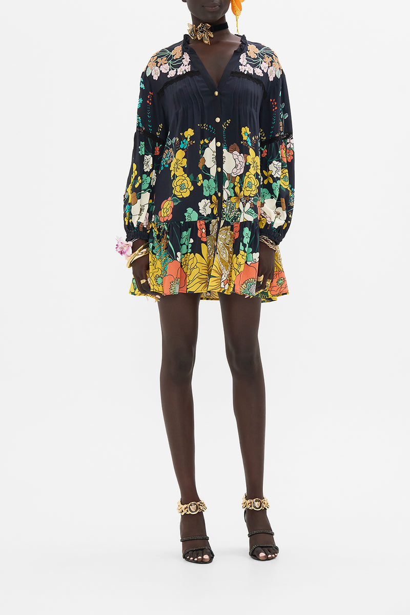 PINTUCK YOKE SHORT DRESS BORN IN BRUGES