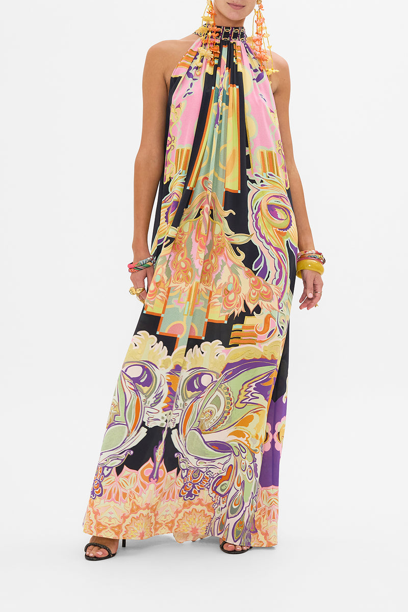 TIE NECK LONG DRESS POSEIDONS POISON