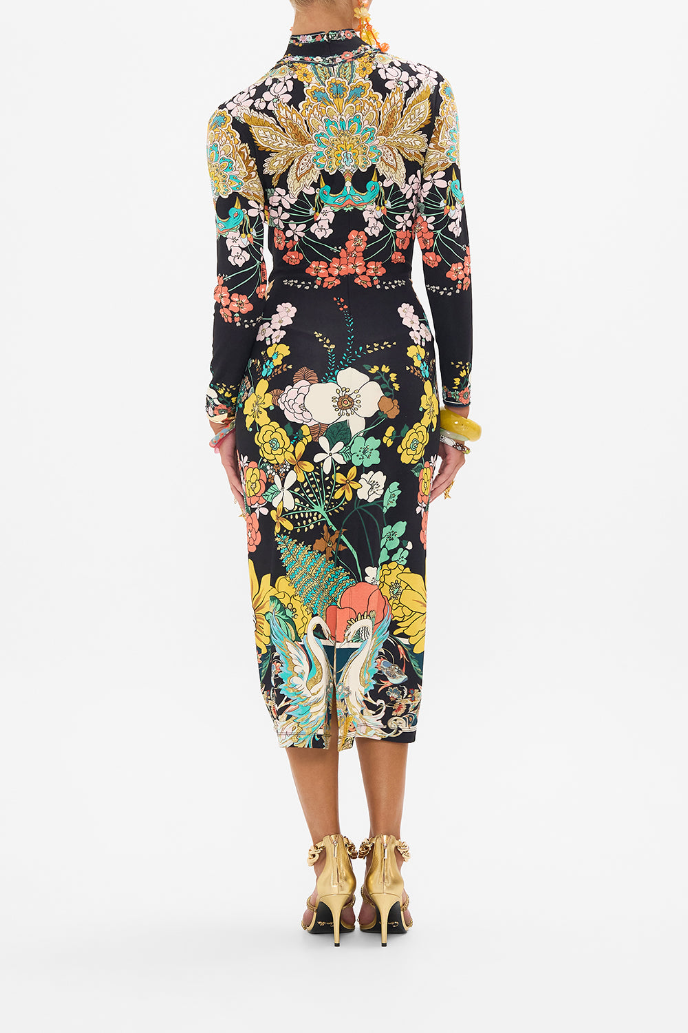 CAMILLA jersey turtleneck in We Wore Folklore print