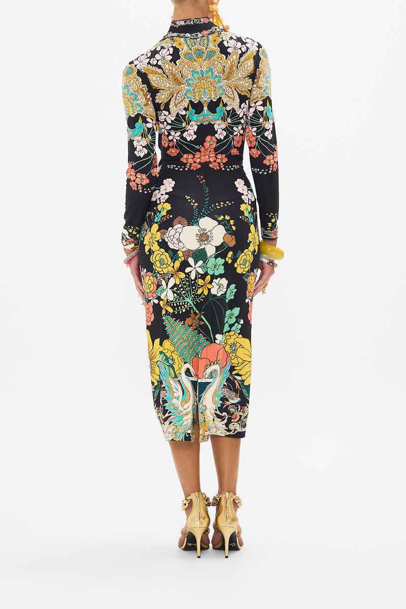 TURTLENECK JERSEY DRESS FELINE FANTASY