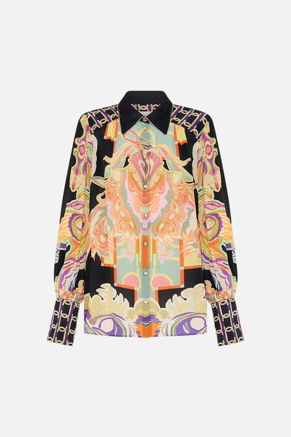 CAMILLA silk blouse in Club Cinemania print