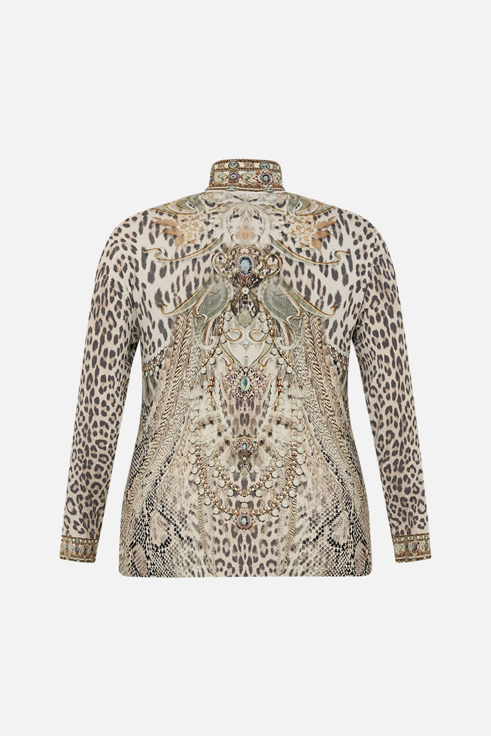 CAMILLA jersey turtleneck in Ivory Tower Tales print