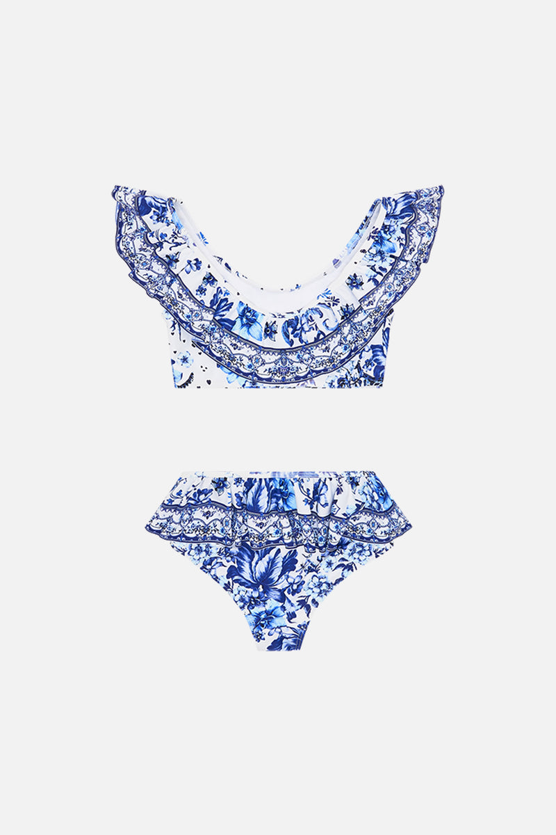 KIDS FRILL CROP BIKINI 12-14 NATURES KALEIDOSCOPE main image 1