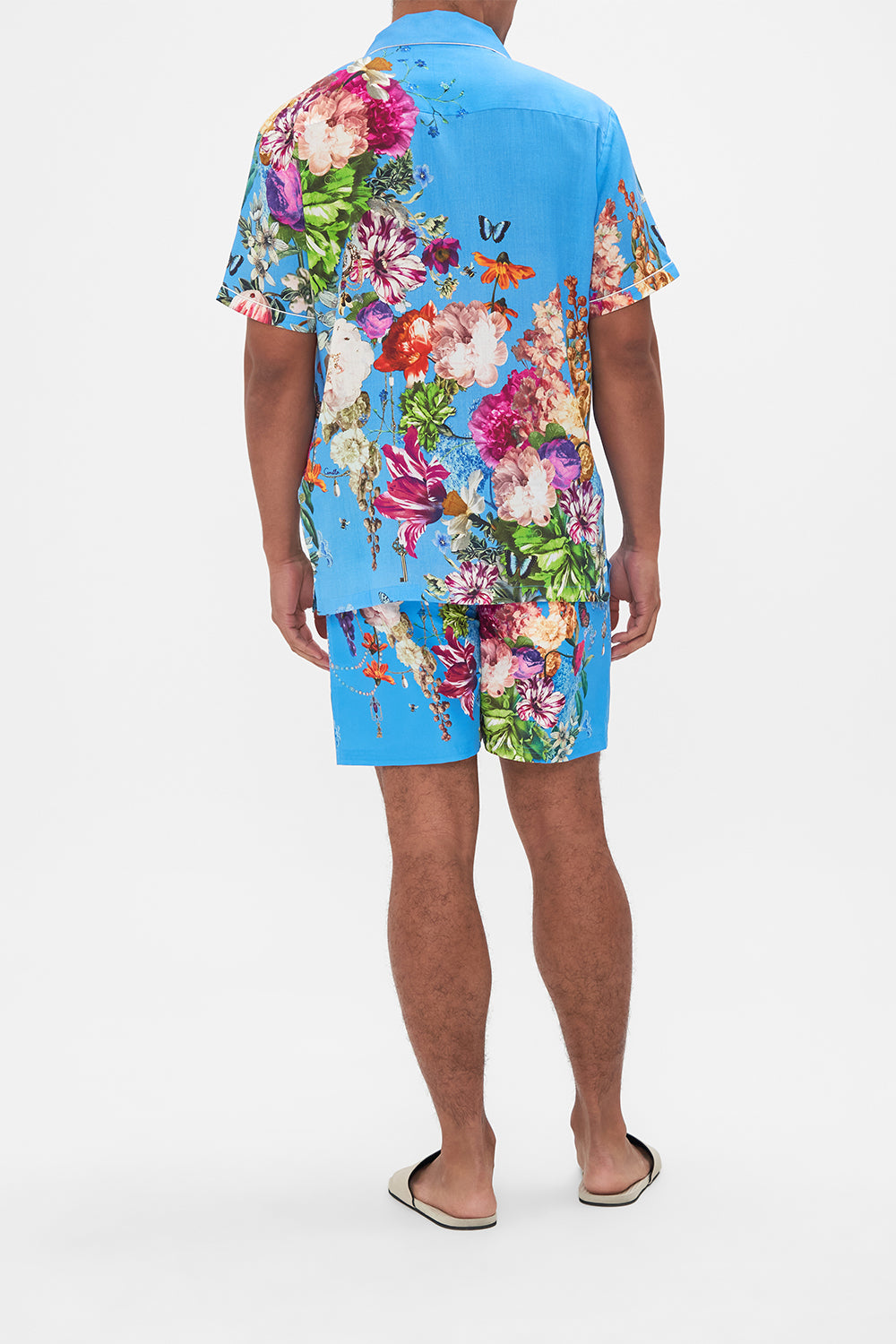 Hotel Franks by CAMILLA mens blue flroal print shirt in Nectar Of The Gods print