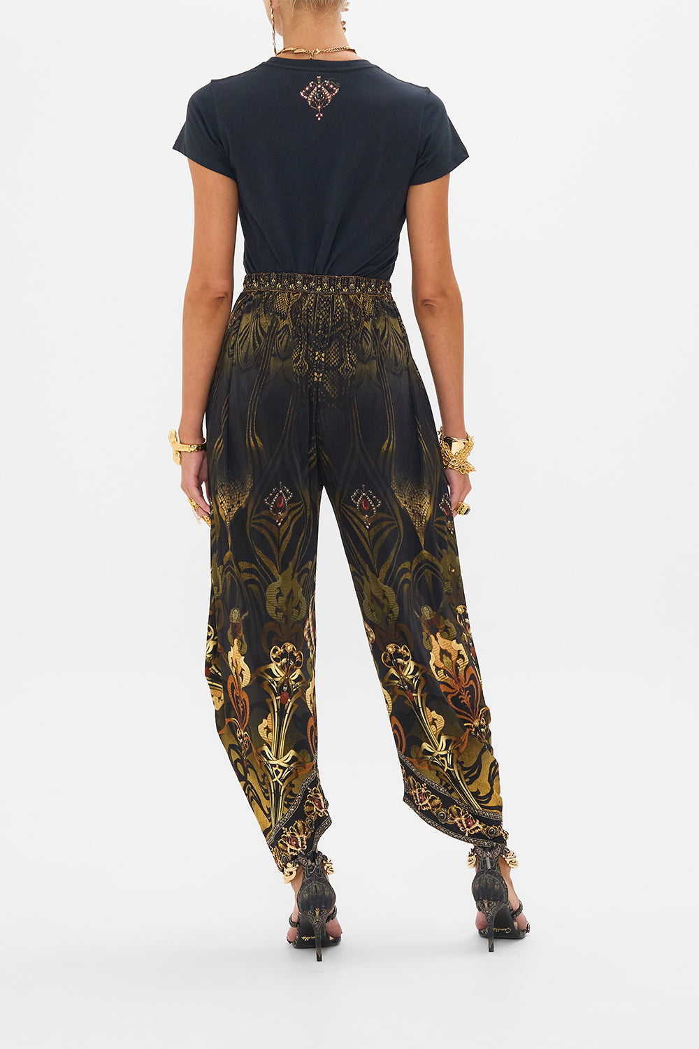 CAMILLA slim fit graphic t shirt in Nouveau Noir print