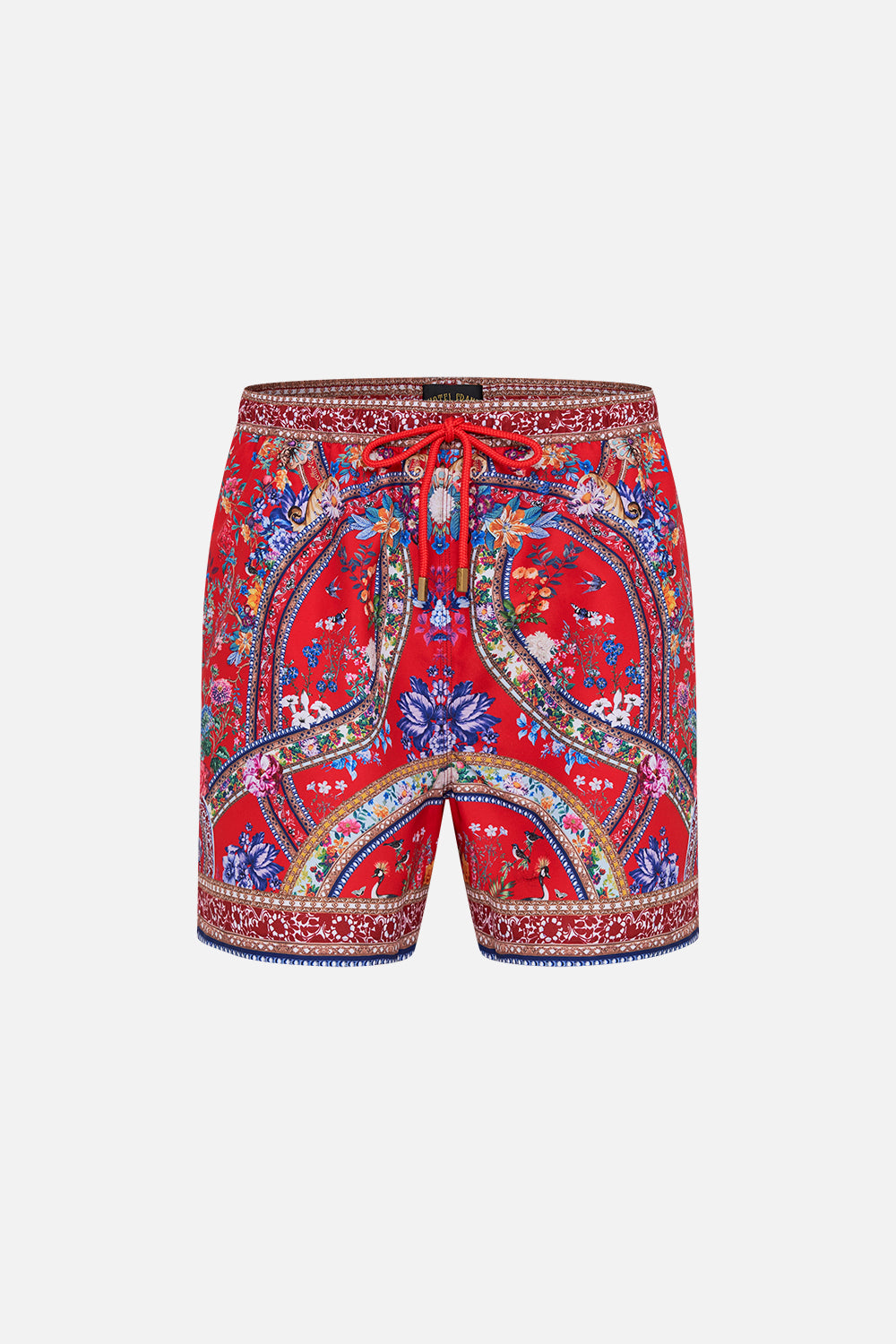 Hotel Franks by CAMILLA mens red floral print boardshorts in The Summer Palace print
