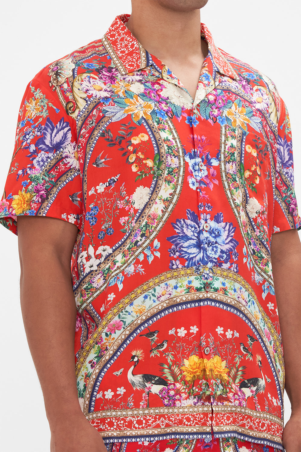 Hotel Franks By CAMILLA mens floral print camp collared shirt in The Summer Palace print