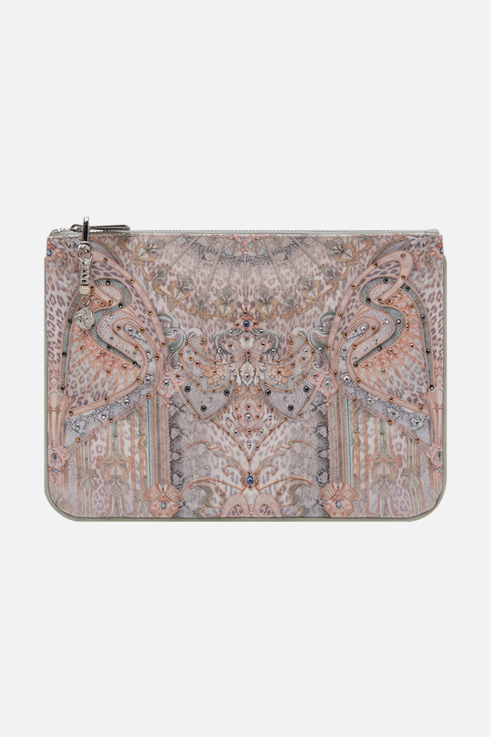 CAMILLA clutch in Ivory Tower Tales print