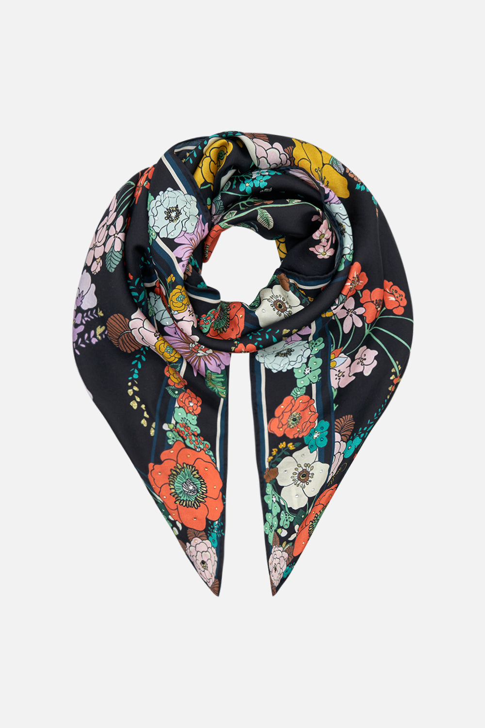CAMILLA silk scarf in We Wore Folklore print