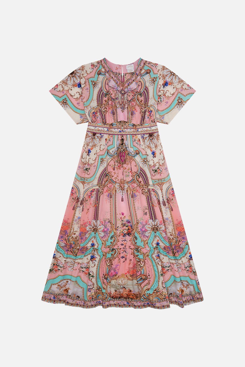 Product view of MILLA BY CAMILLA kids pink dress in Letters from the Pink Room print