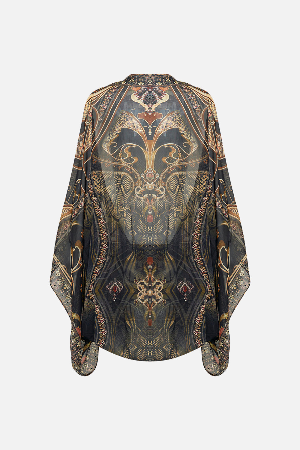 CAMLLA silk shrug in Nouveau Noir print