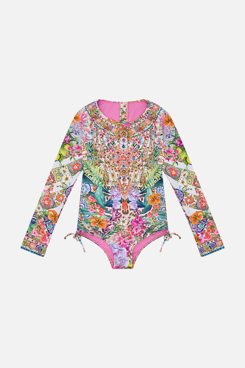 KIDS RUCHED SIDE PADDLESUIT 4-10 SOUTH BEACH SUNRISE main image 1