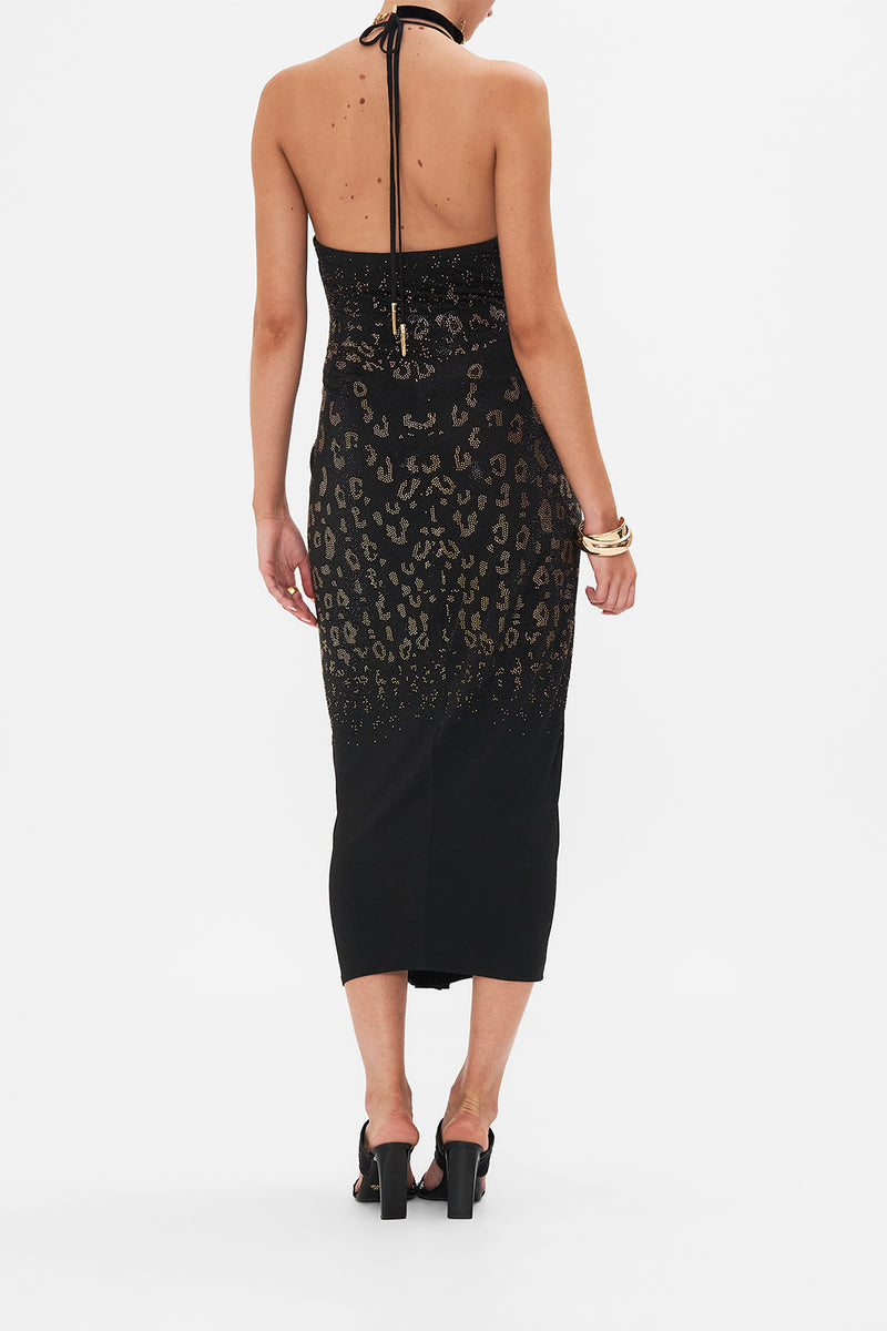 Vivo Jamila Halter Neck Knee Length Dress - Cream / Black Geometric Print main image 0