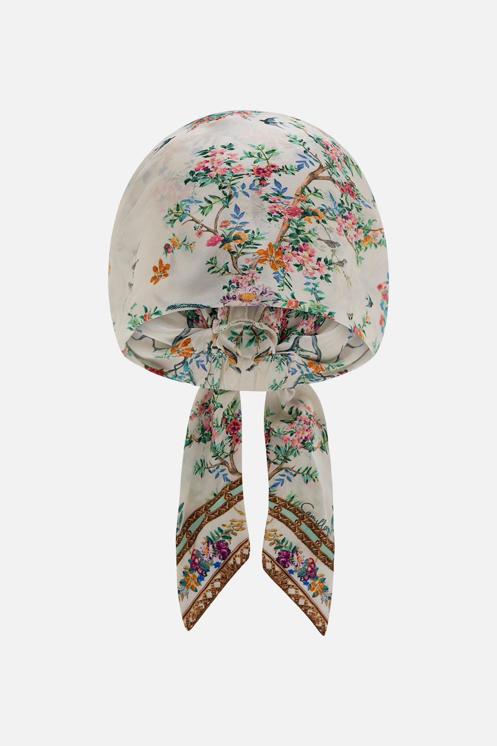 CAMILLA silk headscarf in Plumes and Parterres print
