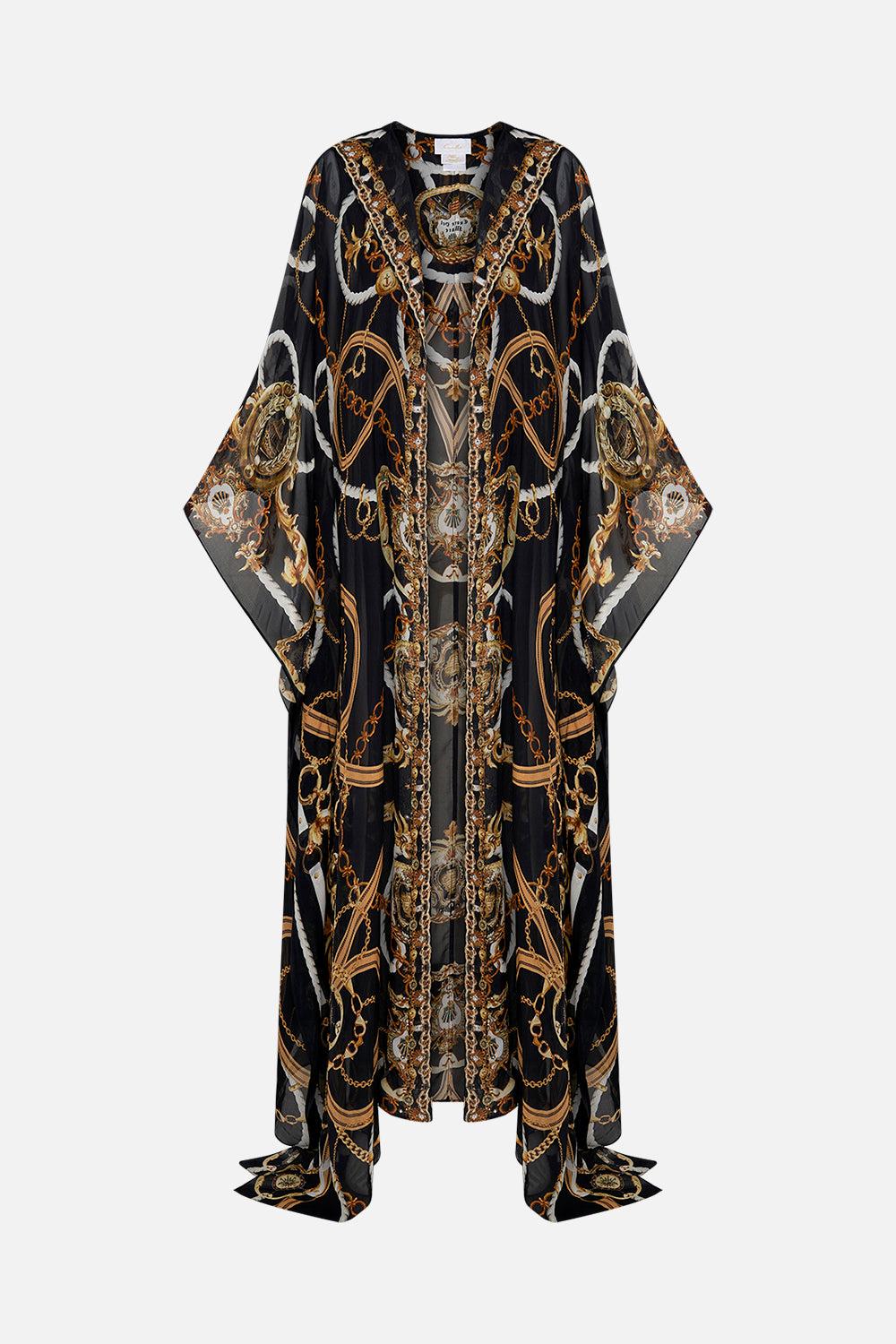 CAMILLA silk robe in Coast To Coast print