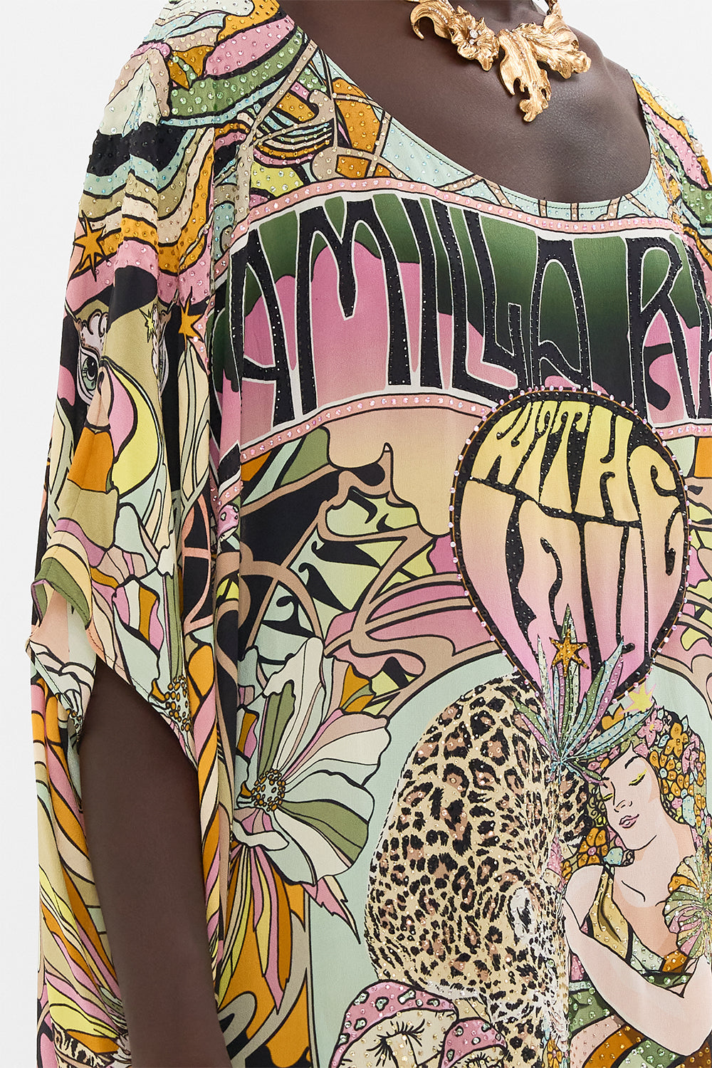 CAMILLA silk kaftan in Day Trippin print