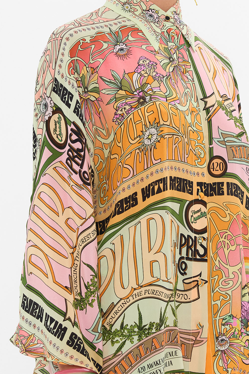 CAMILLA sillk blouse in Lets Chase Rainbows print